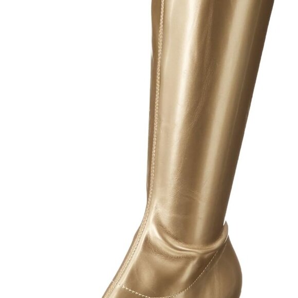 Women's Knee High Boot Size 6 Gold Glossy Finish